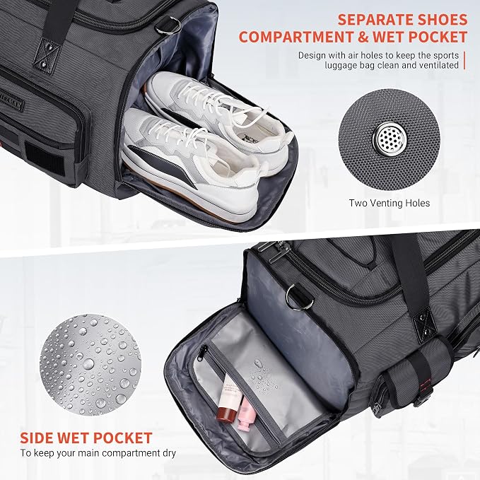 WITZMAN Travel Duffel Bags for Men Large Carry On Weekender Overnight Bag 3 in - Image 4