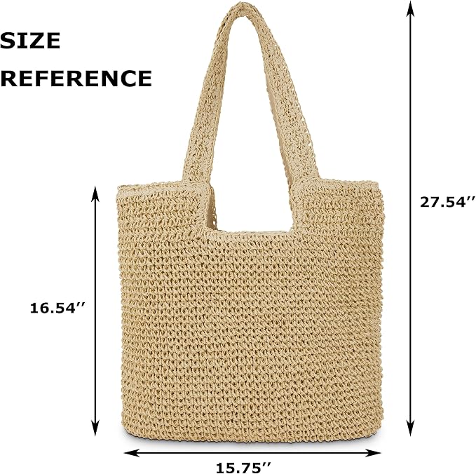 Straw Beach Tote Bag: Large Summer Boho Woven Bags - Image 2