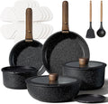 CAROTE 17pcs Pots and Pans Non Stick, Cookware Sets Detachable Handle, by CAROTE
