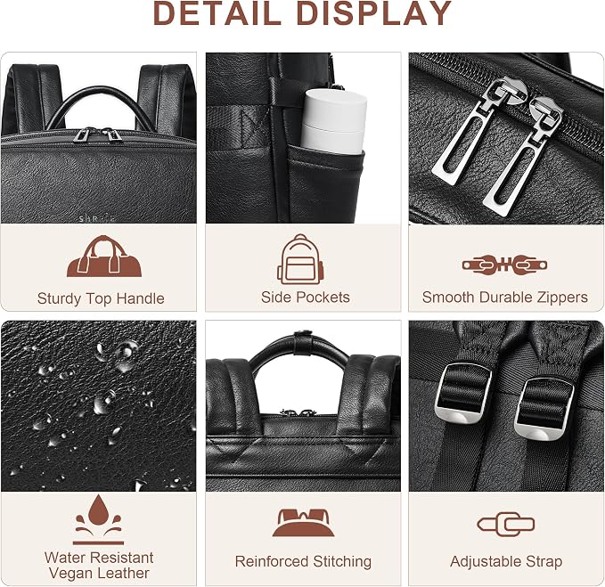 Shrrie Laptop Backpack for Women, Vegan Leather Backpack Work Computer - Image 6