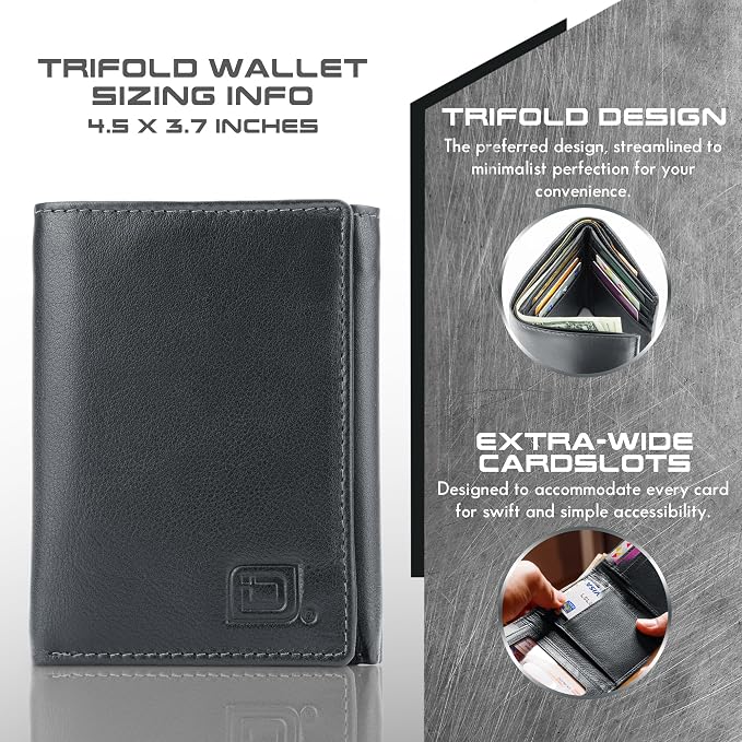 ID Stronghold Men's Leather Trifold Wallet - Image 5