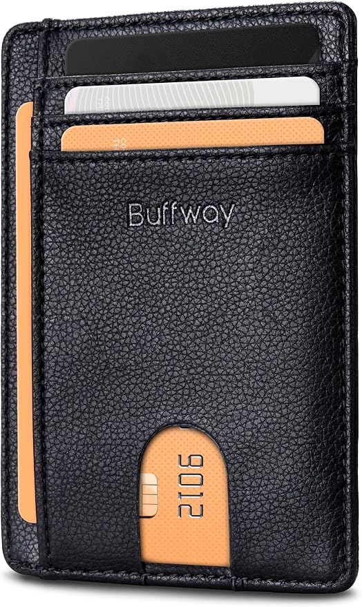 Buffway Slim Minimalist Front Pocket RFID Blocking Leather Wallets by Buffway