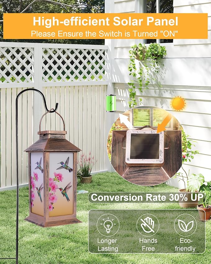 Solar Lanterns Outdoor Waterproof Hummingbird, Garden Decor Birthday Gifts - Image 3