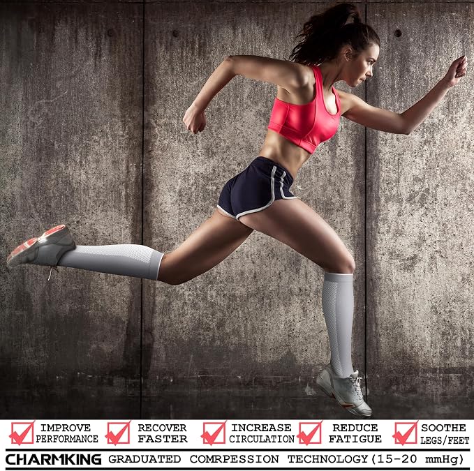 CHARMKING Compression Socks for Women & Men Circulation 15-20 mmHg is Best - Image 2