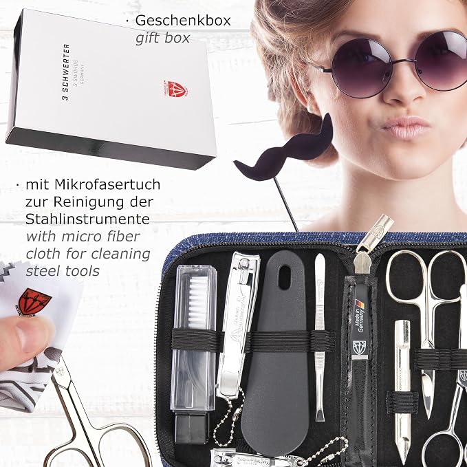 3 Swords Germany – brand quality 10 piece manicure pedicure grooming kit set - Image 6
