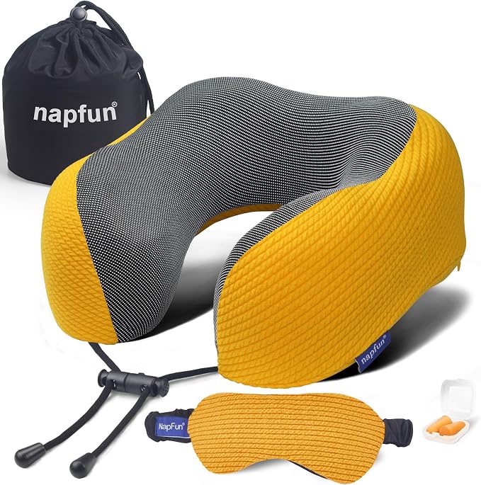napfun Neck Pillow for Traveling, Upgraded Travel Neck Pillow for Airplane 100% by NAPFUN