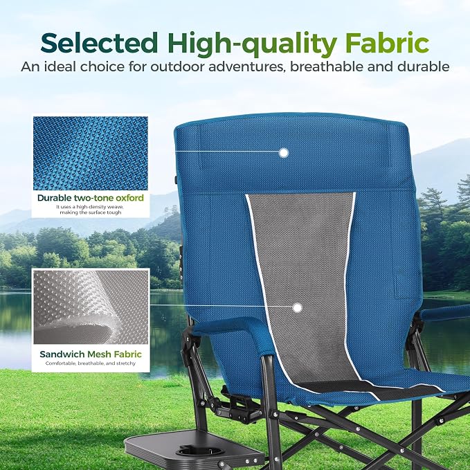 ALPHA CAMP Oversized Folding Camping Chairs High Backrest Reclining Director - Image 5