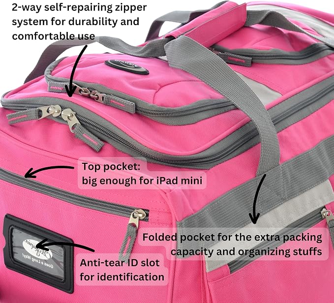 Olympia U.S.A. 22 inch Carry On 8 Pockets Wheeled Rolling Duffel Bag Water - Image 3