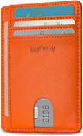 Buffway Slim Minimalist Front Pocket RFID Blocking Leather Wallets by Buffway