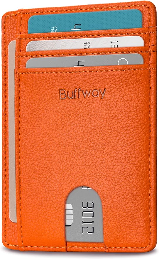 Buffway Slim Minimalist Front Pocket RFID Blocking Leather Wallets by Buffway