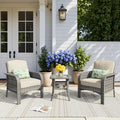 HOOOWOOO Patio Furniture Set, 3 Pieces Outdoor Conversation Set, All Weather by DesignforBetterLife