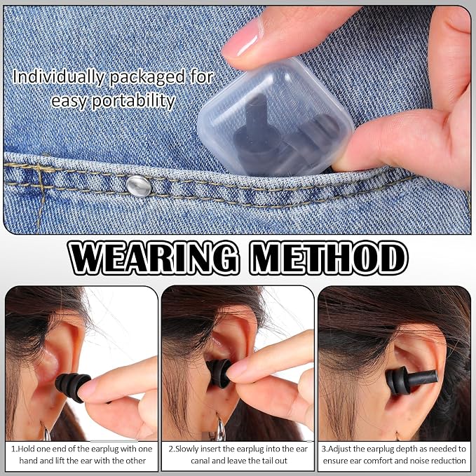 TrelaCo 100 Pairs Ear Plugs Bulk, NRR 29dB Reusable Silicone Ear Plugs - Image 5