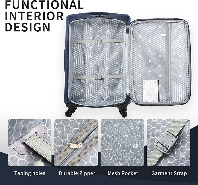 Merax Softside Luggage Set Softshell Lightweight 3 Piece Spinner Suitcase 22" - Image 5