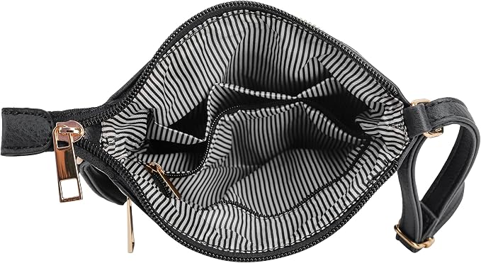 DELUXITY Crossbody Purse Bag Shoulder Bag Multi Pocket Zipper Purse | Black - Image 6