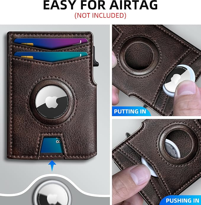 Airtag Wallet for Men, with Money Clip 10 Cards Metal Case Smart Slim Pop Up - Image 4