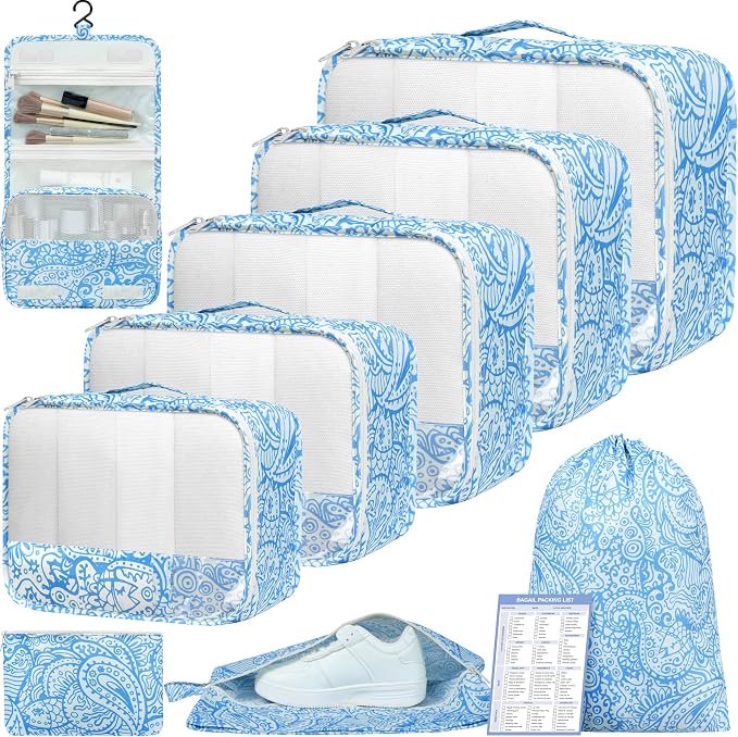 BAGAIL 9 Set Packing Cubes Luggage Packing Organizers by BAGAIL