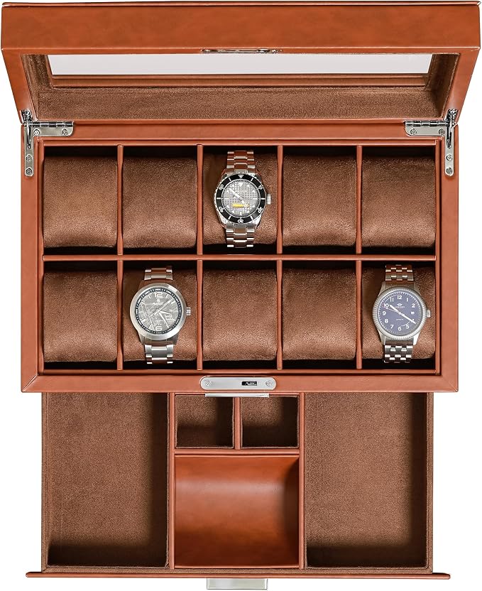 ROTHWELL 10-Slot Watch Box in Leather by RothwellSanFrancisco