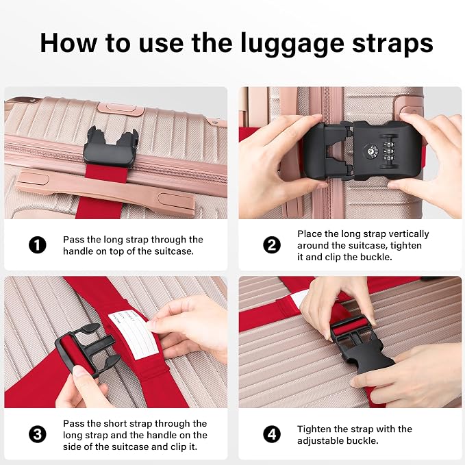Luggage Straps, 2 Pack Adjustable Heavy Duty Cross Suitcase Straps - Image 7