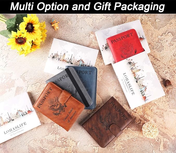 Passport Holder Cover Wallet Travel Essentials Leather Rfid Blocking Case - Image 7