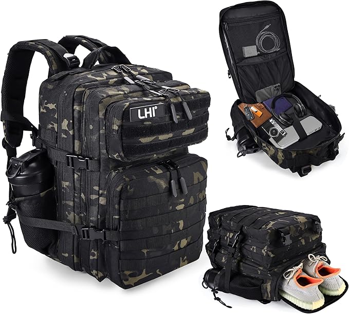 LHI Military Tactical Backpack for Men and Women 45L Army 3 Days Assault Pack by LHI