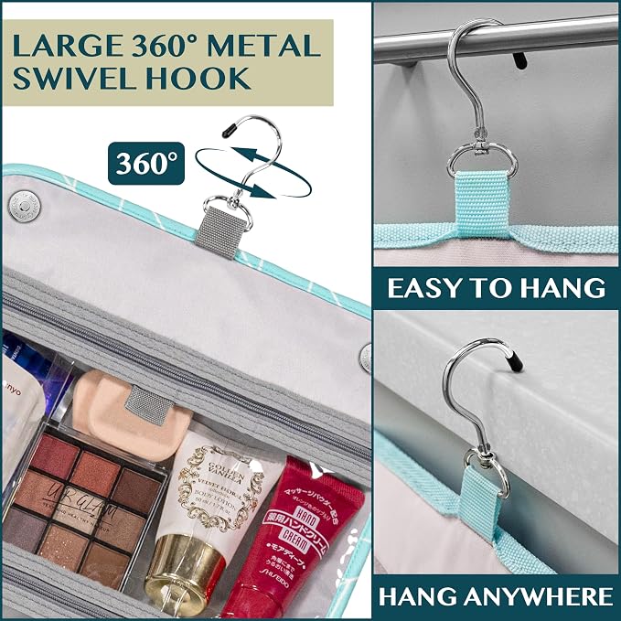 PAVILIA Hanging Toiletry Bag Women Men, Foldable Cosmetic Organizer Travel Bag - Image 6