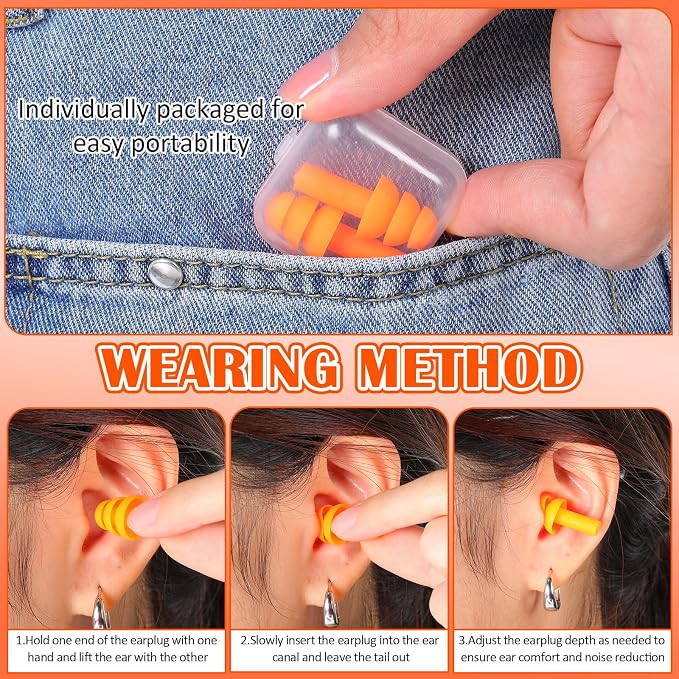 TrelaCo 100 Pairs Ear Plugs Bulk, NRR 29dB Reusable Silicone Ear Plugs - Image 5