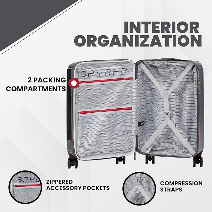 Spyder Traverse 3 Piece Luggage Set, 360° Spinner Wheels, TSA Approved Lock - Image 3