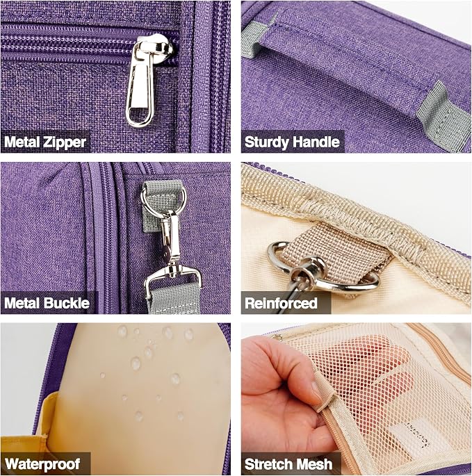Travel Hanging Toiletry Bag for Women and Men, 6 Organizer Compartments - Image 7