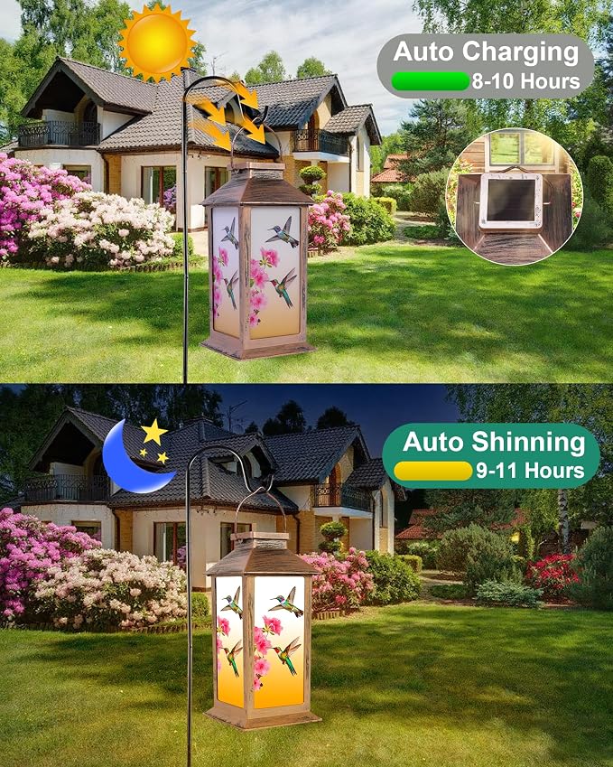 Solar Lanterns Outdoor Waterproof Hummingbird, Garden Decor Birthday Gifts - Image 2