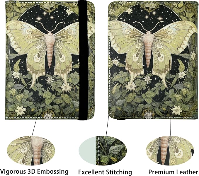 Luna Moth Passport Holder for Women and Men PU Leather Passport Cover for Travel - Image 2