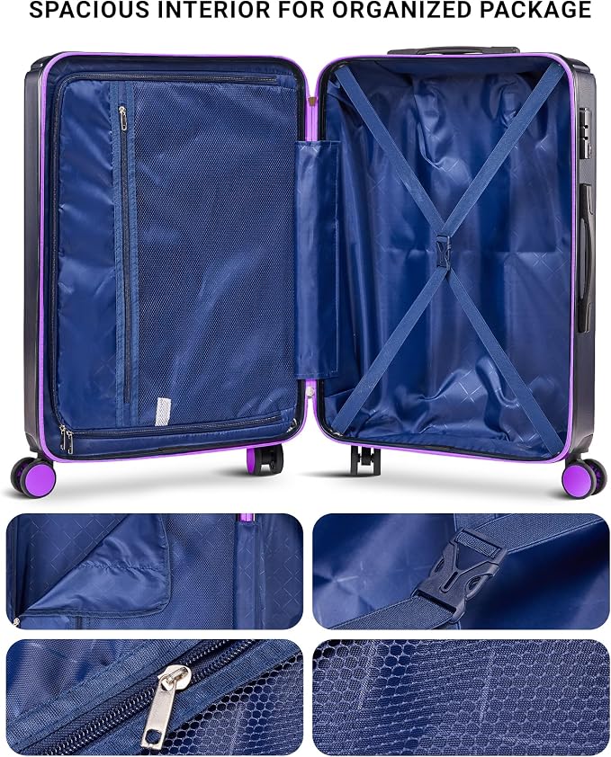 Luggage Sets 3 Piece, Carry On and Checked Hardside Lightweight Suitcase - Image 5