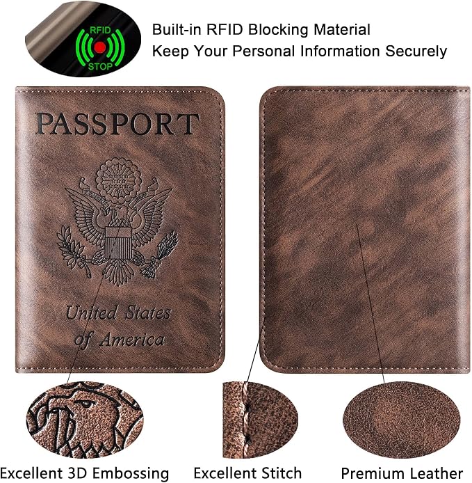 Passport Holder Cover Wallet Travel Essentials Leather Rfid Blocking Case - Image 6