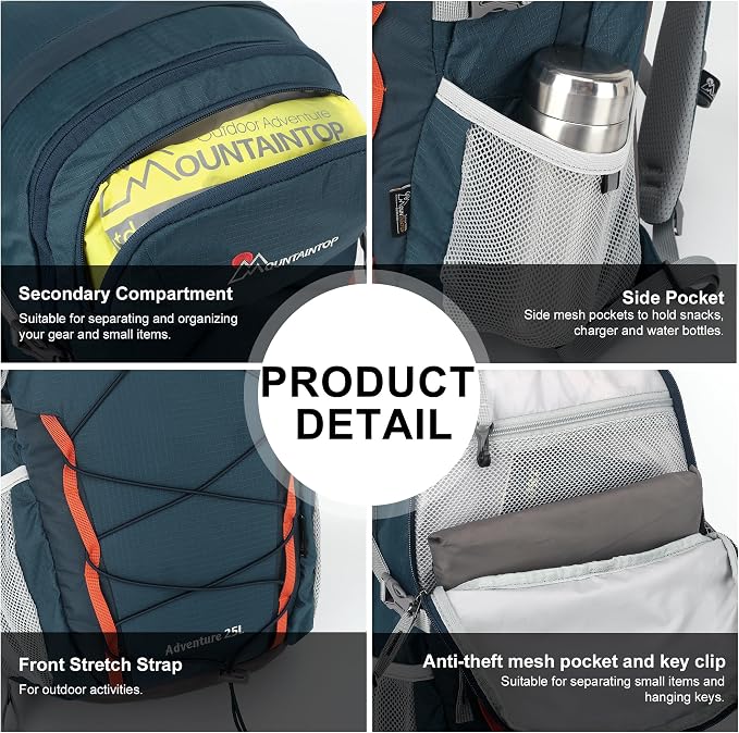 MOUNTAINTOP 25L/40L Hiking Backpack, Lightweight Travel Backpack - Image 6