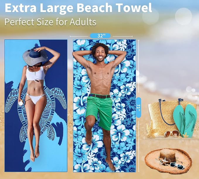 6 Pack Lightweight Thin Beach Towel Oversized 71"x32" Big Extra Large - Image 4