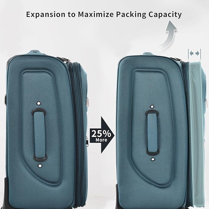 Merax Softside Luggage Set Softshell Lightweight 3 Piece Spinner Suitcase 22" - Image 3