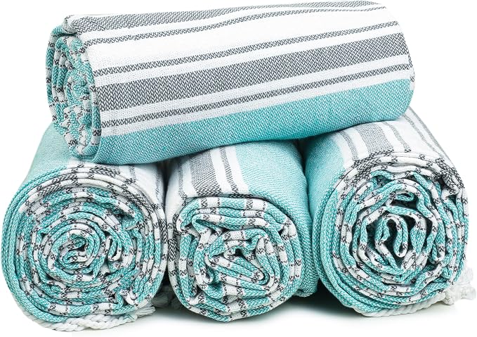 HILLFAIR Cotton Turkish Beach Towels, Quick Dry Lightweight Sand Free Peshtemal - Image 7
