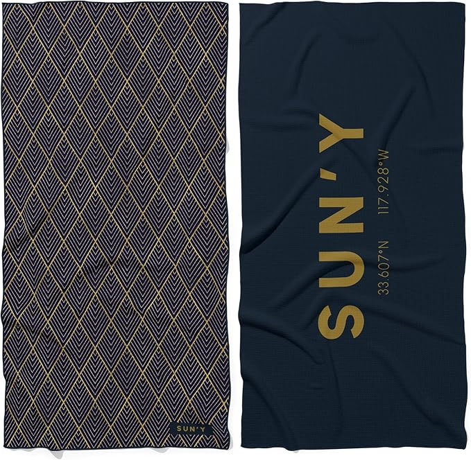 SUN'Y Waffle Microfiber Beach Towel – Sand Free, Quick Dry, Ultra Absorbent by SUNY