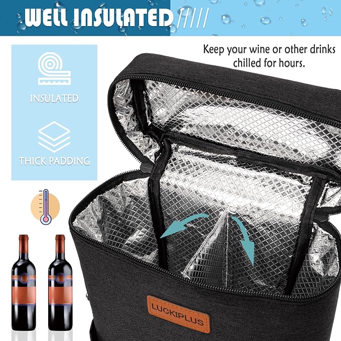 Insulated Wine Carrier Bag for 2 Bottles - Image 4
