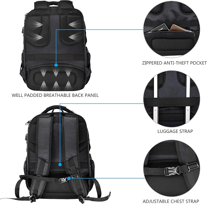 KROSER TSA Friendly Travel Laptop Backpack 17.3 inch XL Computer Backpack - Image 6