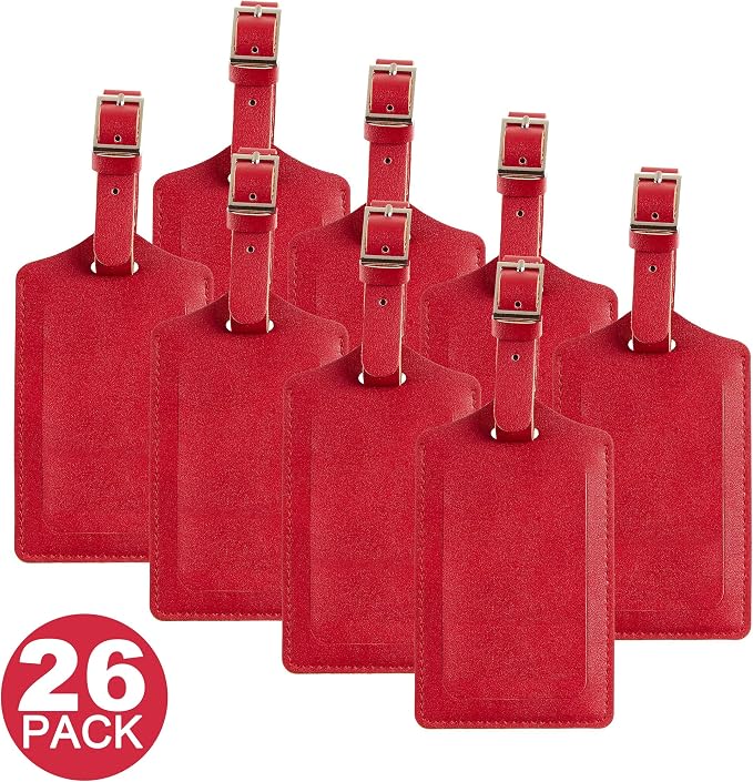 8 Pack Leather Luggage Travel Bag Tags by Travelambo by Travelambo