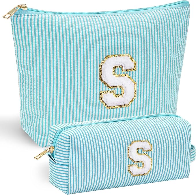 YOOLIFE Makeup Bag for Girls Teen Girl, 2 Pieces Monogram Make Up Bag | Makeup by YOOLIFE