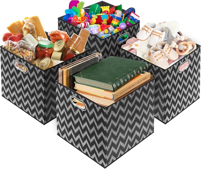 SIMPLE HOUSEWARE 13-Inch Collapsible Fabric Cube Storage Bin - Image 4