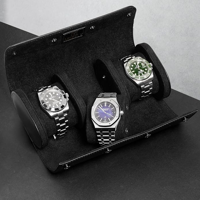 MOZSLY Watch Roll Travel Case 3 Slots Portable Watches Box Organizer Storage - Image 9