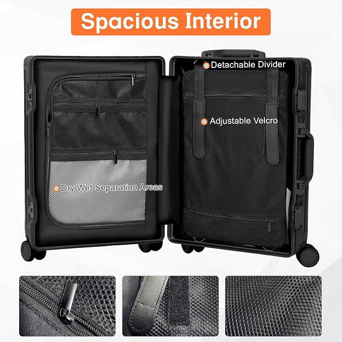 All Aluminum 24 Inch Check In Luggage Hard Shell Suitcases - Image 6