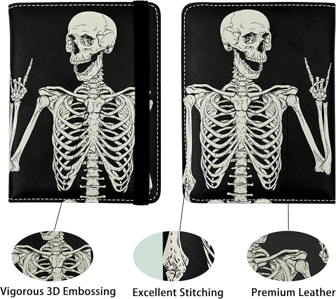 OK Skull Passport Holder for Women and Men PU Leather Passport Cover for Travel - Image 2
