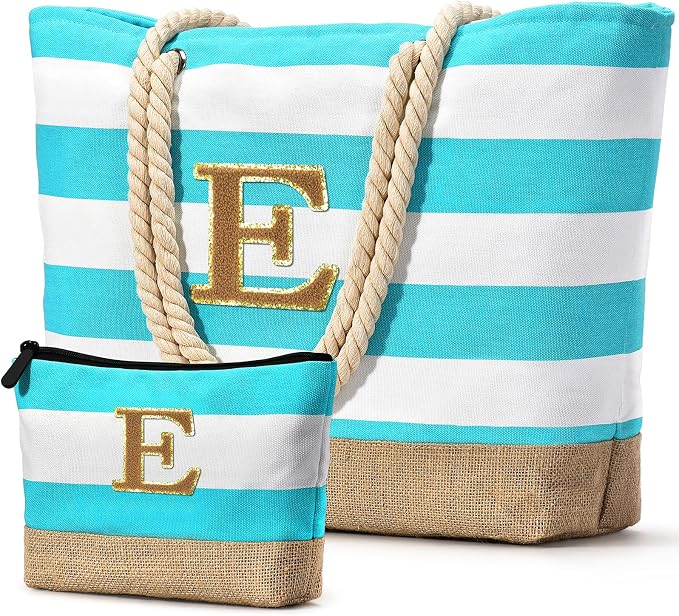 Becokan Beach Bag Initial Beach Tote by BecokanBeachBagSpecialist