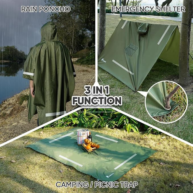 PTEROMY Hooded Rain Poncho for Adult - Image 2
