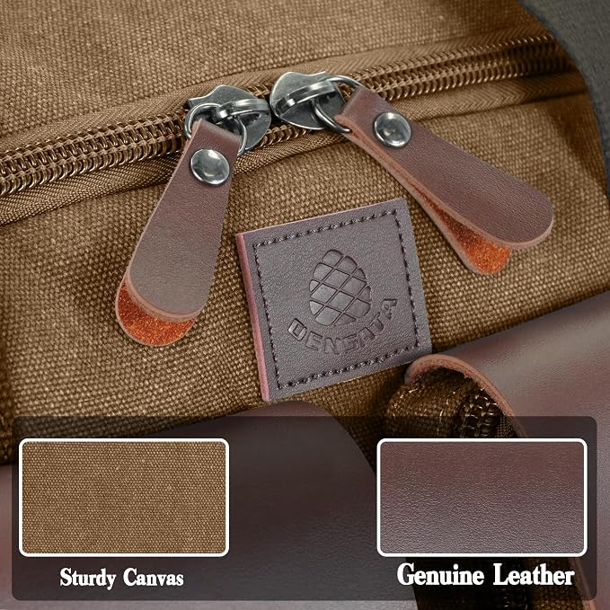Canvas Duffle Bag for Men 50L Travel Duffel Bags Expandable Genuine Leather - Image 5
