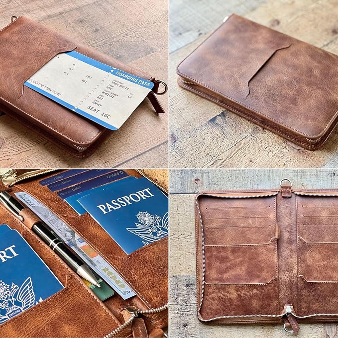 Personalized Leather Passport Holder, Handmade Travel Wallet - Image 4