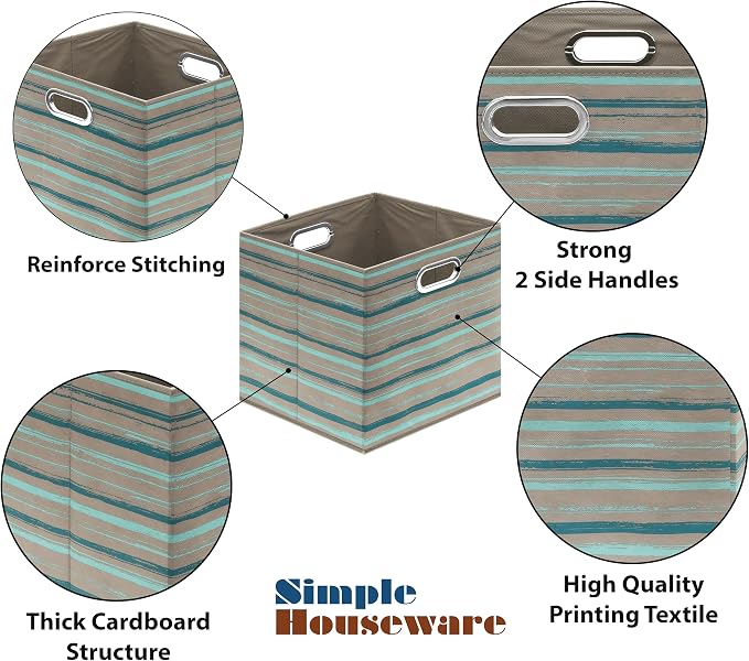 SIMPLE HOUSEWARE 13-Inch Collapsible Fabric Cube Storage Bin - Image 5